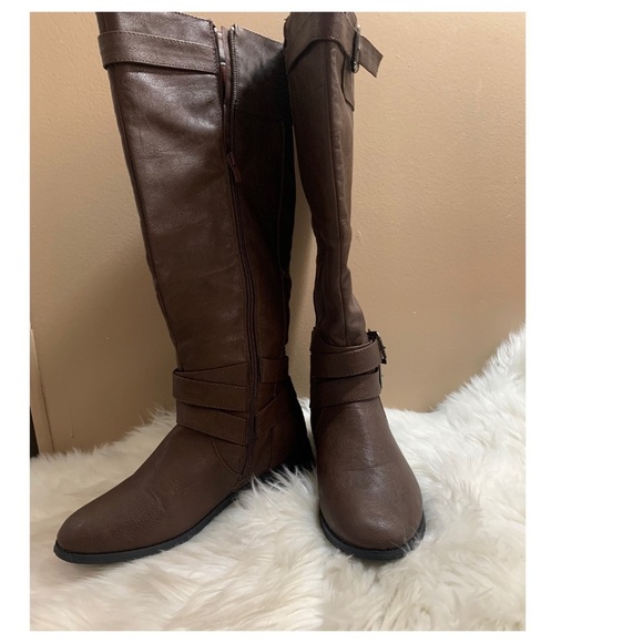 Reneeze Shoes - Reneeze Apple Boots Brown Zipper Knee High 8